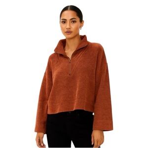 Urban Outfitters 1/2 zip burnt orange chenille cropped sweater size small